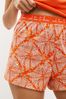 Orange Abstract Cotton Blend Ribbed Vest Short Pyjamas Set