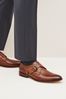 Tan Brown Leather Single Monk Shoes