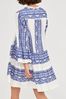 Greek Archaic Kori Linen Mini Livin Dress with Embroidered Print