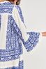 Greek Archaic Kori Linen Mini Livin Dress with Embroidered Print