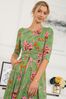 Jolie Moi Green Kimberly Jersey 3/4 Sleeve Maxi Dress