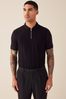 Black Vertical Textured Polo Shirt