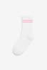 Pink and White 2 Pack Cotton Rich Ribbed Ankle Sport Socks