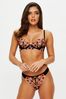 Ann Summers Black Wildflower Embroidered Brazilian Knickers