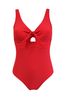 Pour Moi Red Underwired Bow Front Control Swimsuit