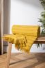 furn. Pomelo Yellow Hazie Linear Woven Fringed Throw