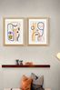 East End Prints Oak Abstract Faces Set of 2 by Dan Hobday