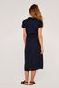 Apricot Navy Blue Vintage Tortoise Shell  Button Dress with a Touch of Linen