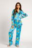 Chelsea Peers Blue Tropical Bird Maternity Button Up Long Pyjama Set