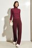 Lipsy Berry Red Petite High Waist Wide Leg Tailored Trousers