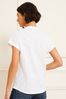 FRAME melange-pattern T-shirt Ivory V Neck Roll Sleeve T-Shirt