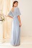 Lipsy Blue Empire Short Sleeve Bridesmaid Maxi Dress