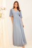 Lipsy Blue Empire Short Sleeve Bridesmaid Maxi Dress