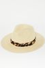 Lipsy Brown Leopard Straw Fedora Heal Hat