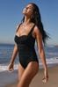 Lipsy Black Ruched Spa Tummy Control Swimsuit