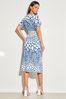 Lipsy Blue Printed Wrap Style Short Sleeve Midi floral-print Dress
