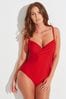 Pour Moi Red Lightly Padded Underwired Twist Front Control Swimsuit