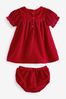 Gap Red Velevet Short Sleeve Round Neck Baby Dress Set