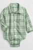 Gap Green Brannan Bear Pocket Long Sleeve Poplin mit Shirt Baby Bodysuit