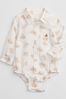 Gap White Brannan Bear Pocket Long Sleeve Poplin Shirt Kids Baby Bodysuit