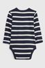 Gap Navy & White Brannan Bear Pocket Stripe Long Sleeve Baby Bodysuit