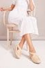 Friends Like These Camel Closed Toe Elastic Espadrille Mid Height Wedge