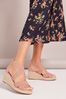 Friends Like These Nude Open Toe Elastic Espadrille Mid Height Wedge