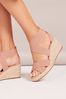 Friends Like These Nude Open Toe Elastic Espadrille Mid Height Wedge