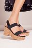 Friends Like These Black Demi Elastic Mid Height Wedge