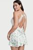 Victoria's Secret Honey Bee Floral White Lace Plunge Open  Back Slip Dress