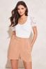 Lipsy Ivory White Broderie Puff Sleeve Knitted Top