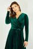 Yumi Green Velvet Wrap flared Dress