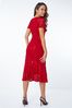 Roman Red Leaf Lace Sequin Midi Dress