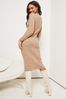 Lipsy Neutral Petite Knitted Button Detail Jumper Dress