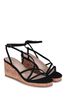 Linzi Black Aminah Strappy Wedge Sandal With Wrap Around Ankle Strap