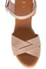 Ravel Nude Leather Strappy Rafia Wedge Espadrille With Buckle