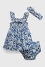 Gap Blue Floral Ruffle Sleeveless Skater Dress, Brief & Headband Set - muaddi