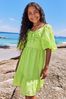 Lipsy Lime Green Broderie Puff Sleeve Trapeze Dress