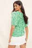 Friends Like These Green Tie Neck Bubble Hem Puff Sleeve Top