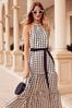 Friends Like These Black/White Spot Halter Neck Tiered Summer Maxi Dress