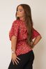 Girl In Mind Red animal Petite Vera Twist Front Blouse