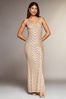 Lipsy Gold Premium Placed Sequin Ruched Bust Maxi Dress