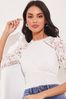 Lipsy Ivory White Lace Sleeve Underbust Top