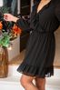 Pour Moi Black Nico Frill Detail Chiffon Dress