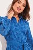 Lipsy Blue Petite Broderie Belted Long Sleeve Mini Shirt Dress