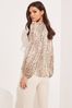 Lipsy Snake Print Long Sleeve Collared Button Blouse