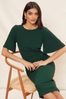 Friends Like These Green Tailored Knot Detail Flutter Sleeve Midi Dress