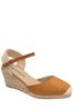 Dunlop Brown Wedge Sole Espadrille Sandal With Suede Look Upper
