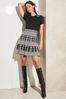 Lipsy Black/White Petite 2 In 1 Short Sleeve Fit and Flare Knitted Dress