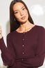 Lipsy Berry Red Scallop Detail Crew Neck Button Through Cardigan